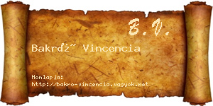 Bakró Vincencia névjegykártya